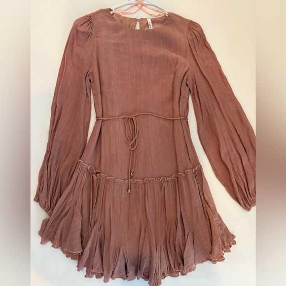 Long sleeve mini dress, rose color, size medium - Picture 3 of 4